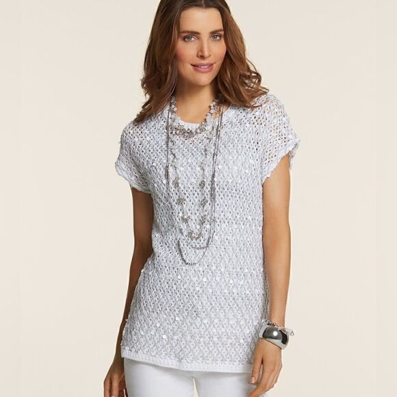 Chicos Shimmer Paillette Rilee Pullover (1) - Picture 1 of 10